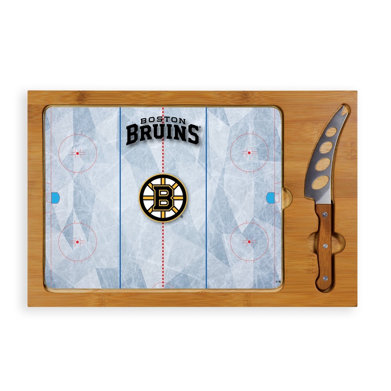 Boston Bruins Hockey Rink - Icon Glass Top Cutting Board & Knife Set