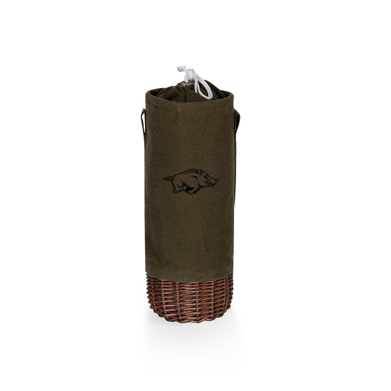 Arkansas Razorbacks - Malbec Insulated Canvas and Willow Wine Bottle Basket