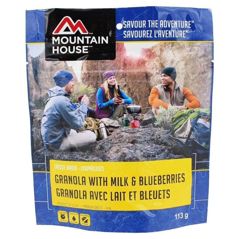 Mountain House Granola with Milk and Blueberries