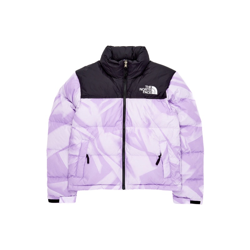 The North Face Womens 1996 Retro Nuptse Jacket - Icy Lilac Garment Fold Print